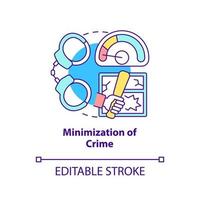 Minimization of crime concept icon. National safety and protection abstract idea thin line illustration. Isolated outline drawing. Editable stroke.