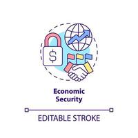 Economic security concept icon. Commerce and finance. Dimension of national safety abstract idea thin line illustration. Isolated outline drawing. Editable stroke. vector