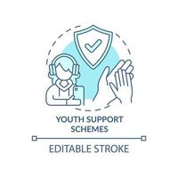 Youth support schemes turquoise concept icon. Teens assistance. Social planning abstract idea thin line illustration. Isolated outline drawing. Editable stroke. vector