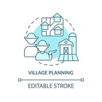Village planning turquoise concept icon. Rural areas development. Social planning abstract idea thin line illustration. Isolated outline drawing. Editable stroke. vector
