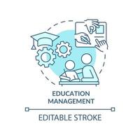 Education management turquoise concept icon. Academic system. Social planning example abstract idea thin line illustration. Isolated outline drawing. Editable stroke.