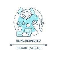 Being respected turquoise concept icon. Contribution and effort. Participation reason abstract idea thin line illustration. Isolated outline drawing. Editable stroke. vector