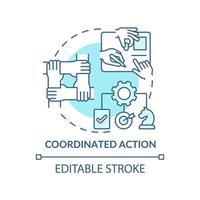 Coordinated action turquoise concept icon. Team strategy. Synergy. ILAP principle abstract idea thin line illustration. Isolated outline drawing. Editable stroke.