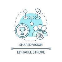 Shared vision turquoise concept icon. Common goals and opinion. ILAP principle abstract idea thin line illustration. Isolated outline drawing. Editable stroke. vector