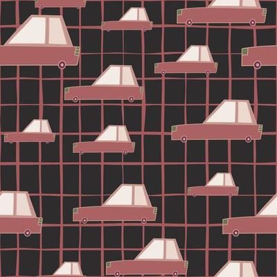 Doodle cars seamless pattern. Transport wallpaper. Kids automobile background.