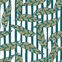 Simple tropical palm leaves seamless pattern. Linear exotic botanical texture. vector