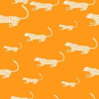 Doodle cheetah seamless pattern. Hand drawn cute leopard endless wallpaper. Wild animals background. vector