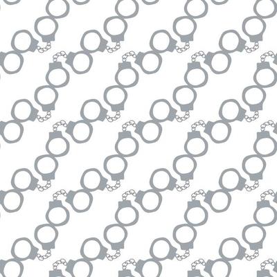 Handcuffs seamless pattern. Wild West theme. Hand drawn colored trendy Vector print.