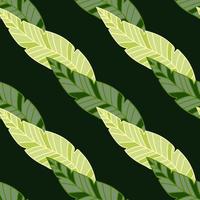 Simple tropical palm leaves seamless pattern. Linear exotic botanical texture. vector