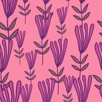 Flower seamless pattern. Abstract floral wallpaper. Doodle art style. Cute plants endless backdrop. vector