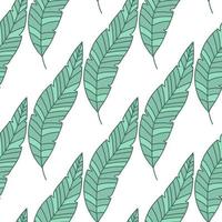 Simple tropical palm leaves seamless pattern. Linear exotic botanical texture. vector