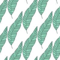 Simple tropical palm leaves seamless pattern. Linear exotic botanical texture. vector