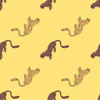 patrón decorativo sin costuras con garabato lindo leopardo. Fondo de pantalla sin fin de guepardo dibujado a mano. vector