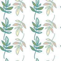 Cute outline leaves seamless pattern. Simple leaf wallpaper. Botanical floral background. vector