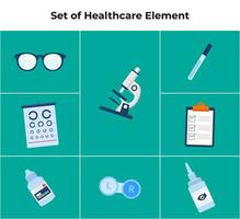 conjunto de vectores de iconos planos médicos. equipo médico y de enfermería. elemento para el cuidado de la salud. pasos vectoriales 10