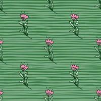 Cute flower seamless pattern in stylized folk style. Hand drawn elegant botanical background. vector