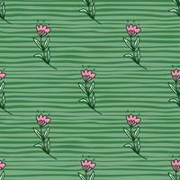 Cute flower seamless pattern in stylized folk style. Hand drawn elegant botanical background. vector