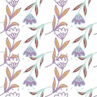 Cute flower seamless pattern in stylized folk style. Hand drawn elegant botanical background. vector