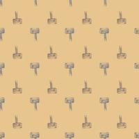 Mailbox engraved seamless pattern. Vintage letterbox in hand drawn style. vector