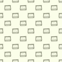 Opened window lean forward seamless pattern. Retro element inside wall in hand drawn style. vector