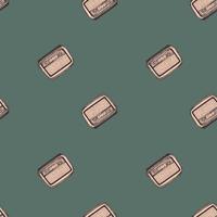 Retro radio engraved seamless pattern. Vintage media equipment in hand drawn style. vector