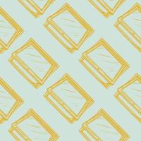 Opened window lean forward seamless pattern. Retro element inside wall in hand drawn style. vector
