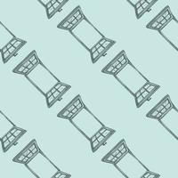 Windows engraved seamless pattern. Retro frame glass window hand drawn style. vector