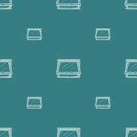 Opened window lean forward seamless pattern. Retro element inside wall in hand drawn style. vector