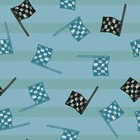 Race flag engraved seamless pattern. Vintage sport elements for drive in hand drawn style. vector