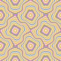 Colorful Groovy Wavy Melted Psychedelic Checkerboard Y2K 90s seamless pattern. Retro hippie trippy optical repeat texture wallpaper, textile design. Vector illustration.