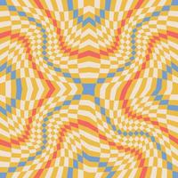 Retro Groovy Wavy Psychedelic Checkerboard seamless pattern. Check Y2K 90s Background for Stationary,Fashion Textile. Flat vector illustration.