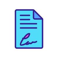 document with personal signature icon vector outline illustration