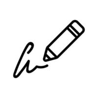 writing signature in pencil icon vector outline illustration