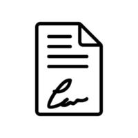 document with personal signature icon vector outline illustration