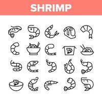 Shrimp Food Collection Elements Icons Set Vector