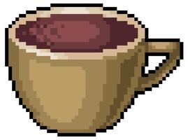 Pixel art coffee cup vector icon for 8bit game on white background