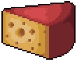 Pixel art cheese vector icon for 8bit game on white background