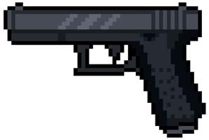 Pixel art pistol glock vector 8bit game item on white background