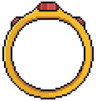 Pixel Art Golden ring vector icon for 8bit game on white background