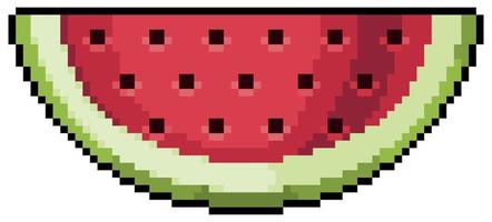 Pixel art watermelon vector icon for 8bit game on white background