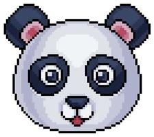 Pixel art panda bear face icon for 8bit game on white background. vector