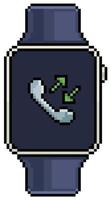 Pixel art smartwatch with phone call icon vector icon for 8bit game on white background