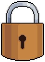 Pixel art padlock vector icon for 8bit game on white background