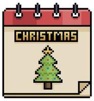 Pixel art christmas calendar vector item for 8bit game on white background