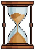 Pixel art hourglass sand clock. Item for game vector icon for 8bit game on white background
