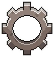 Pixel art gear vector icon for 8bit game on white background