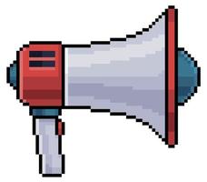 Pixel art megaphone vector icon for 8bit game on white background