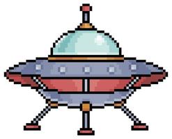 Pixel art alien spaceship item for 8bit game on white background vector