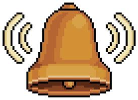 campana vibratoria de pixel art. icono de notificación icono vectorial para juego de 8 bits sobre fondo blanco vector