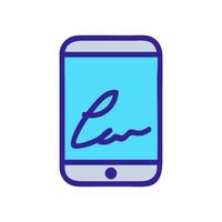 personal signature on smartphone icon vector outline illustration